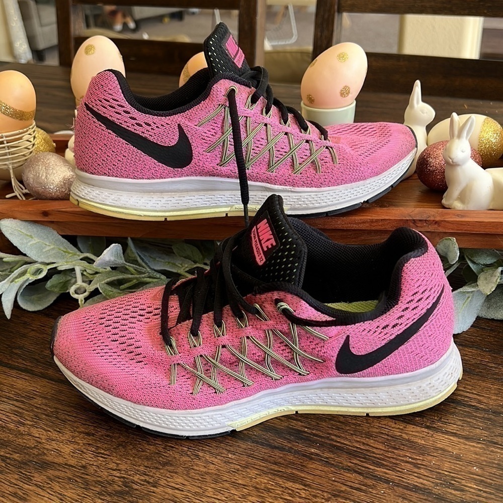 Nike Womens Air Zoom Pegasus 32 Pink Pow/Barely Volt/Ghost Green/Black Sneak 8.5 - Picture 9 of 9